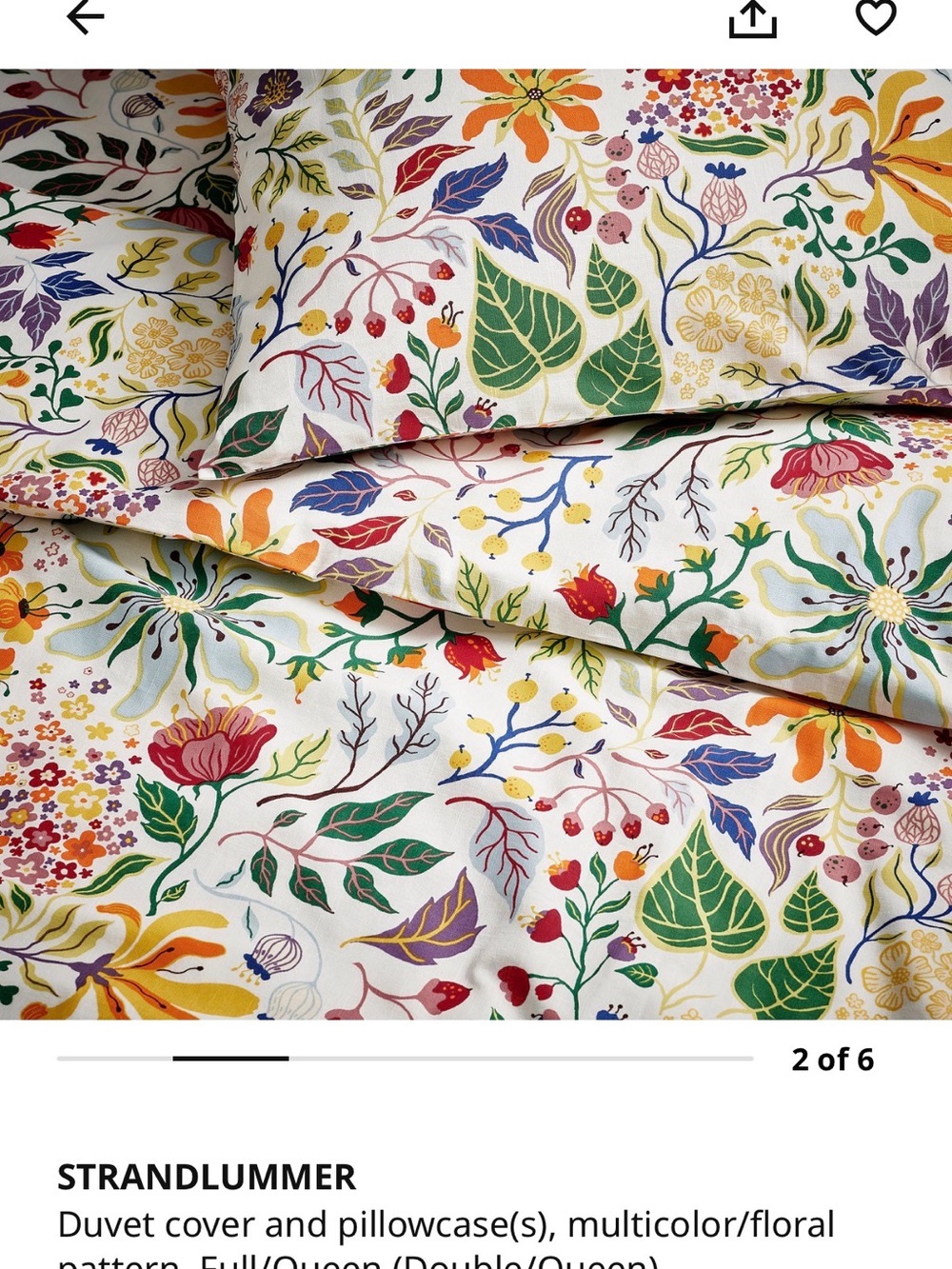 IKEA Strandlummer Multicolor Floral Duvet Cover - Full/Queen